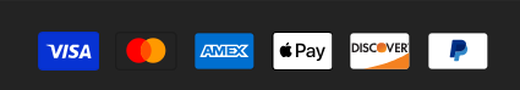 Visa, Mastercard, American Express, Apple Pay, Discover, PayPal accepted