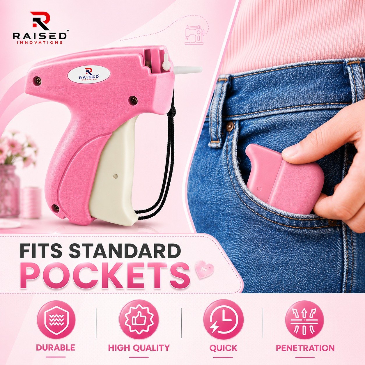 Portable clothes repair gun that fits in a standard pocket