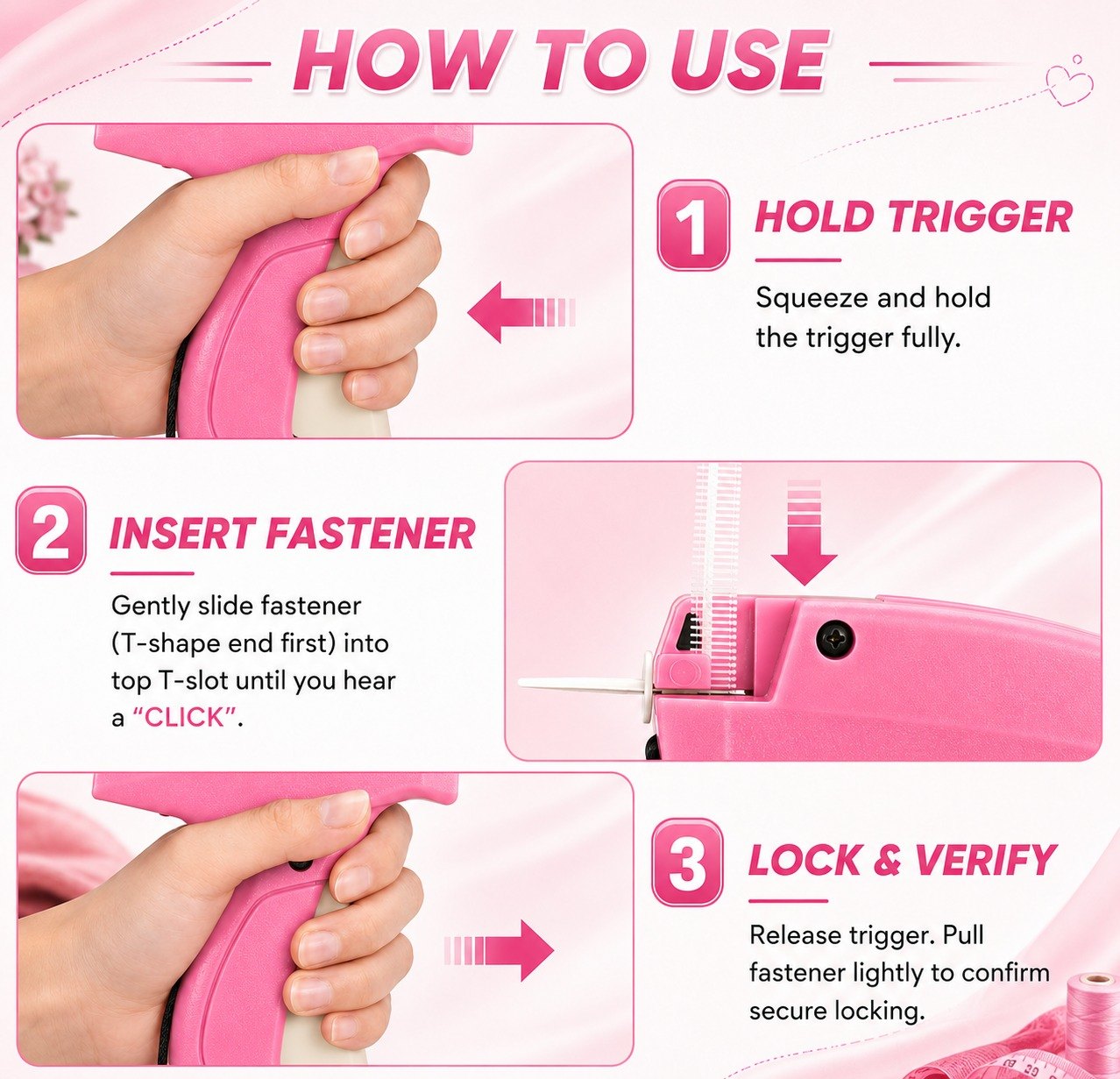 How to use the Raised Innovations stitch gun in 3 steps