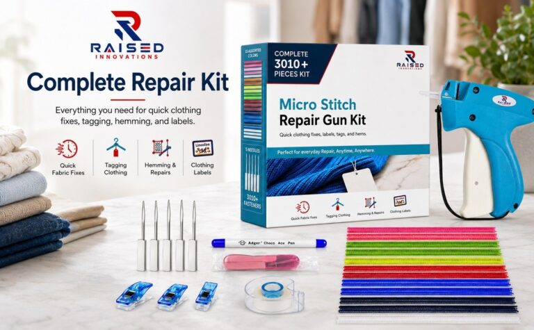 Raised Innovations blue stitch gun for clothes — clothing repair gun kit